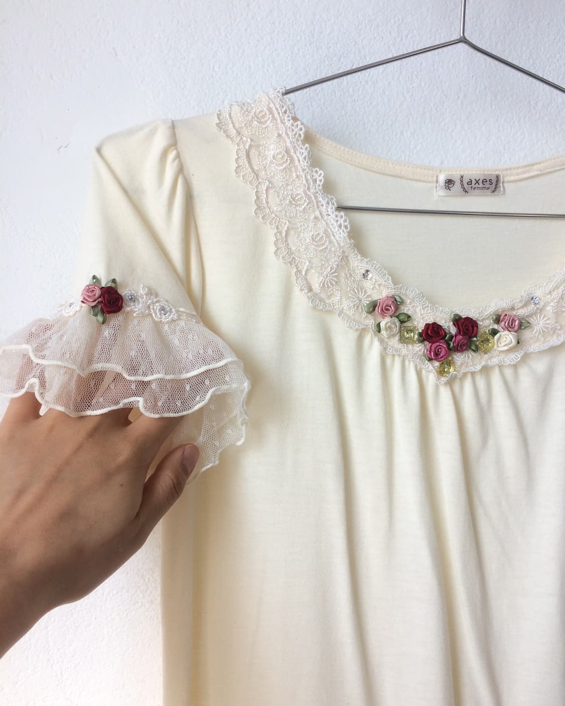 Axes femme lace trimming t shrit 상품이미지4
