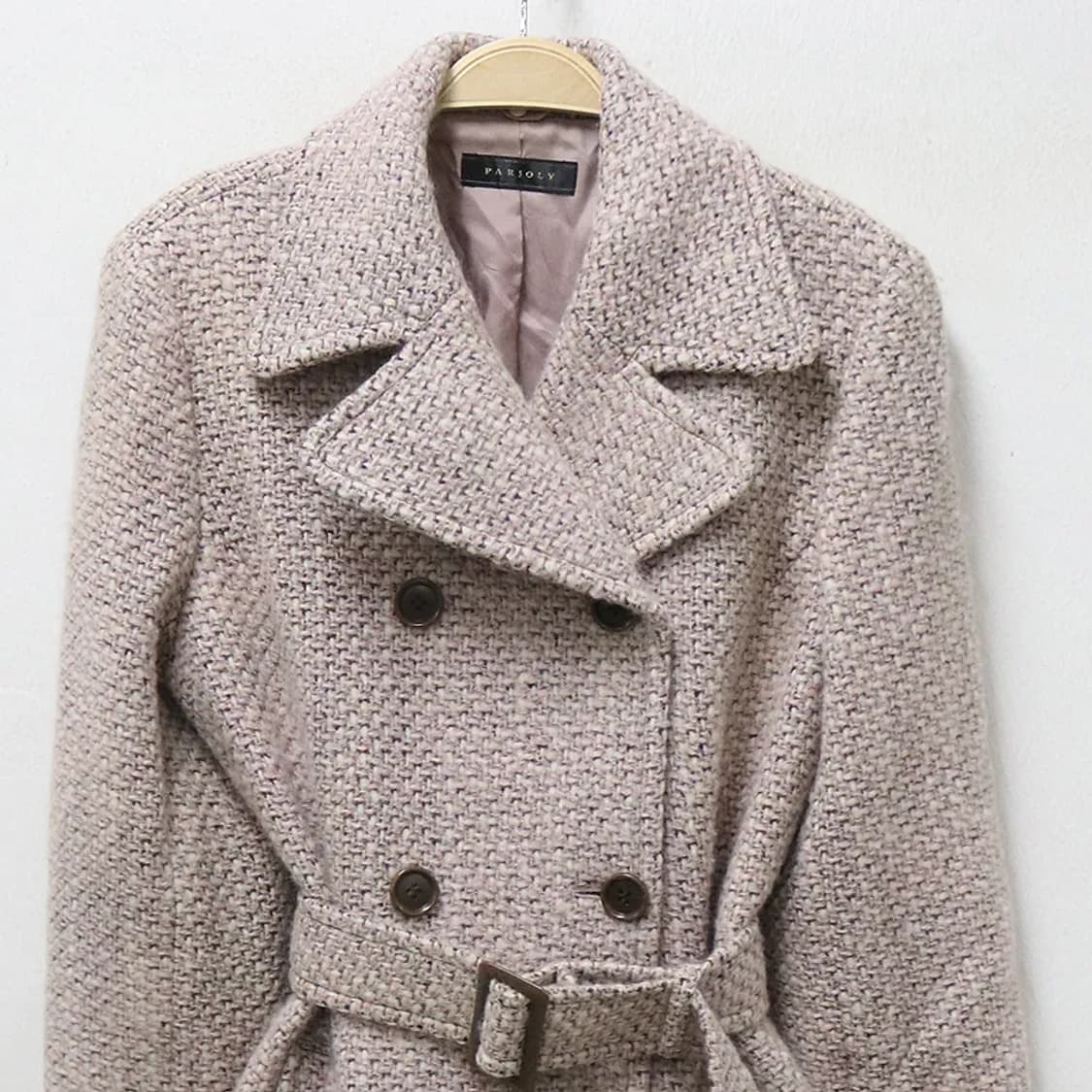 PARIOLY 트위드 투버튼 벨트 울 코트 62454 상품이미지3