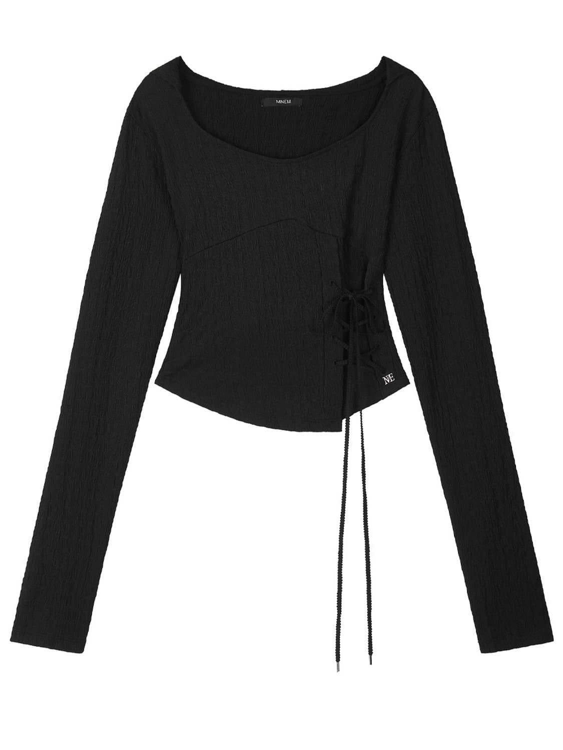Mnem Diamond Neck Corset Hoodie (black) 상품이미지4
