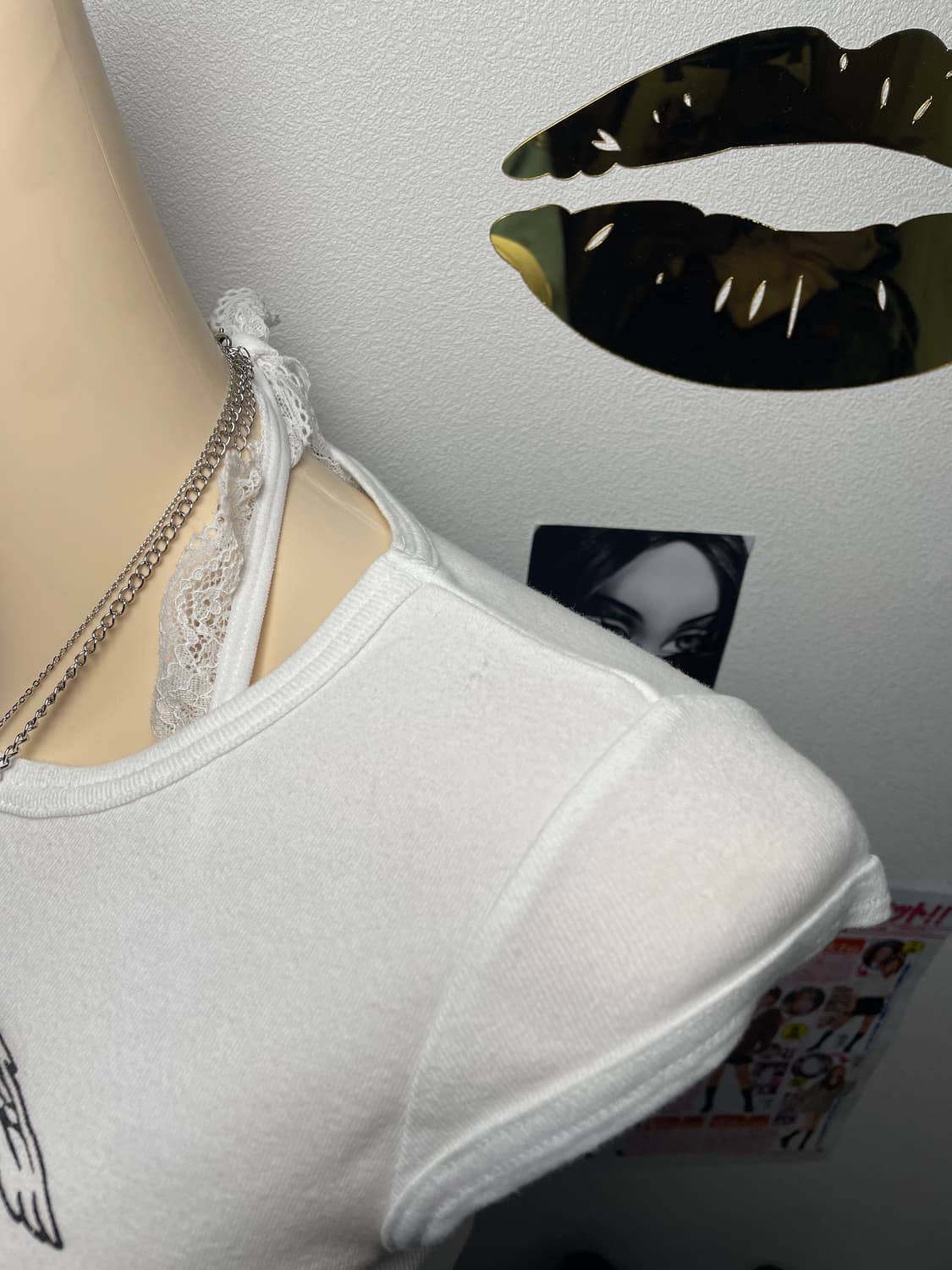 Punk y2k 해골 날개 반팔티 탑 상품이미지4