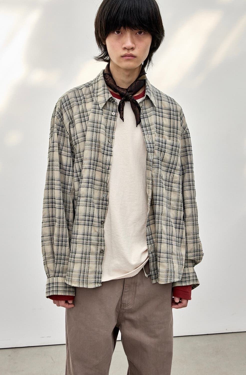 해칭룸 classic shirt over dyed check butter 상품이미지1
