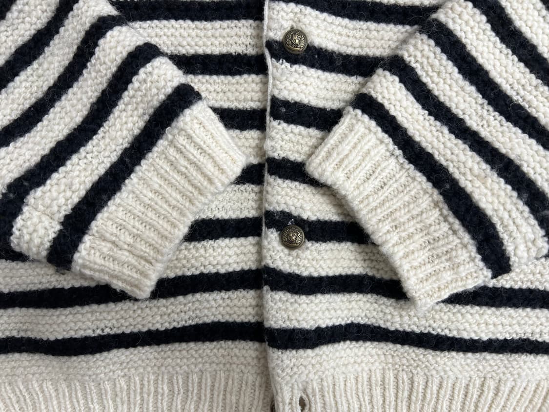 [L] STU 라운드 넥 스트라이프 가디건 아이보리 상품이미지7