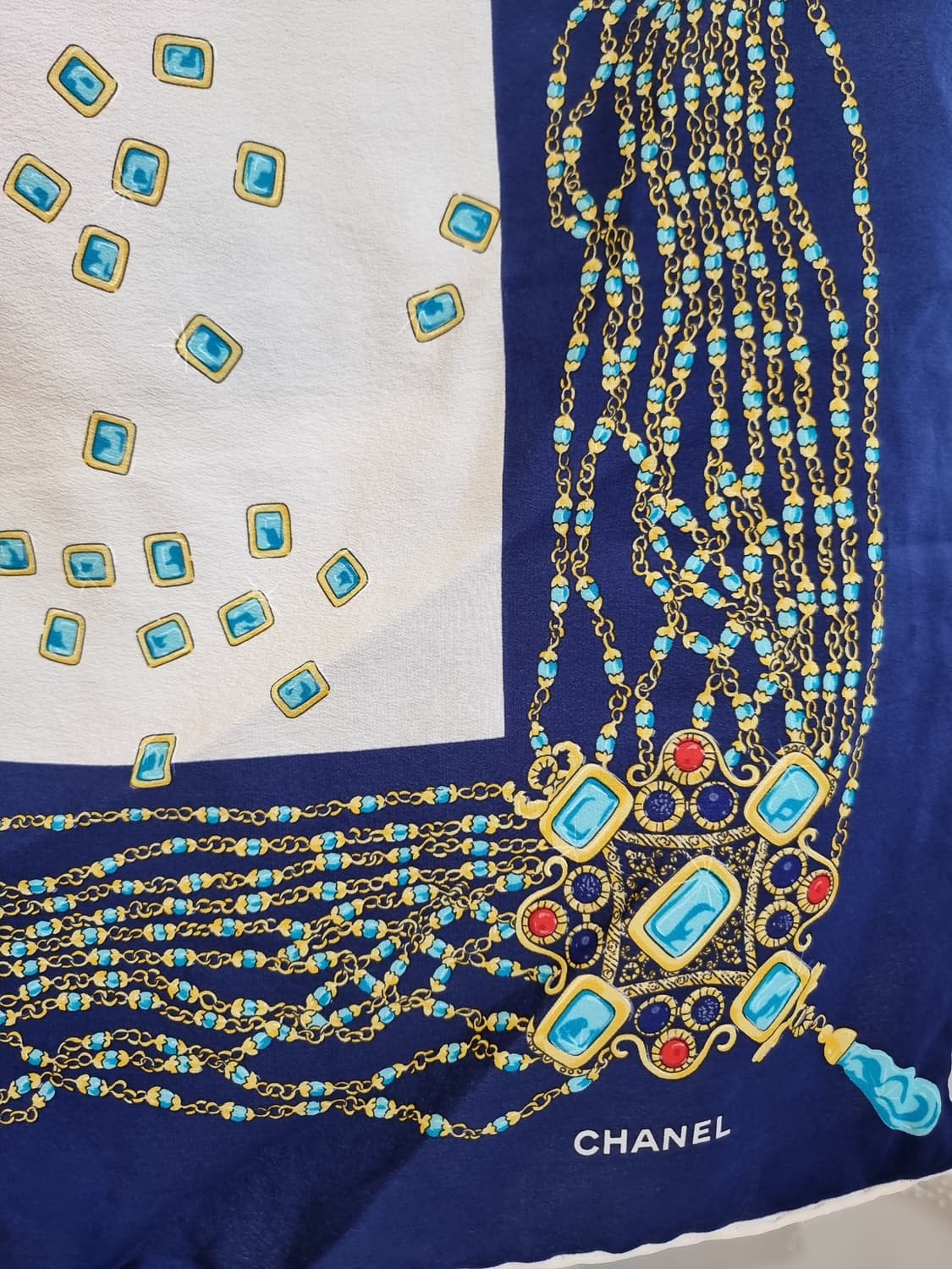 샤넬 스카프 네이비 실크 상품이미지2