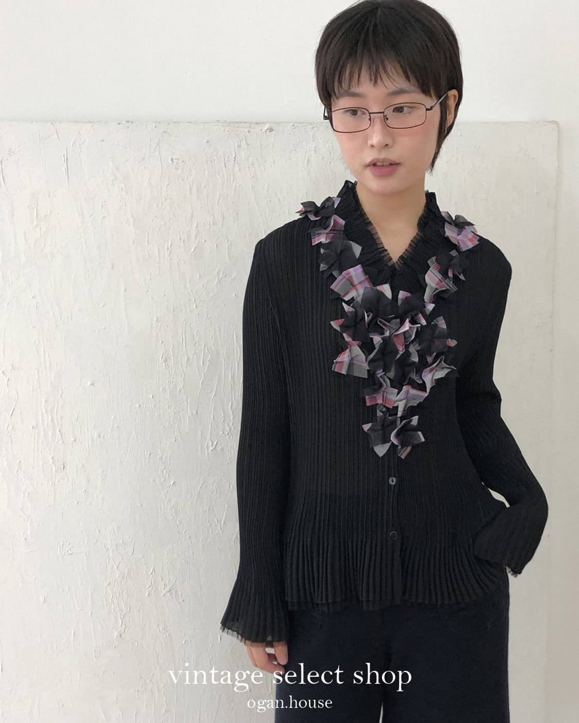 vintage pleated ruffle blouse 상품이미지1