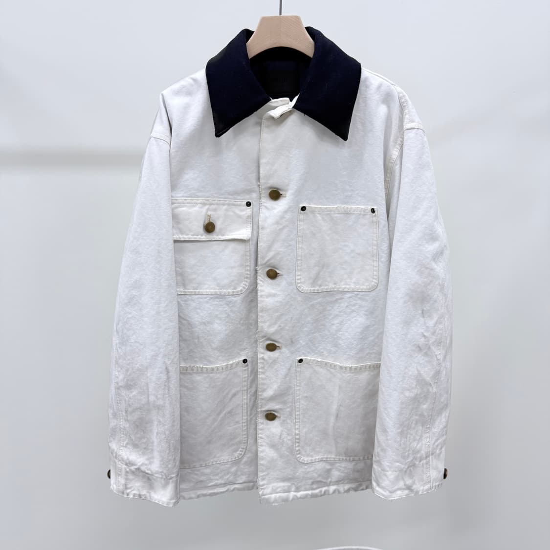 [S+급/오버핏S] 24FW 프라다 더티 워싱 코튼 자켓 화이트 상품이미지1