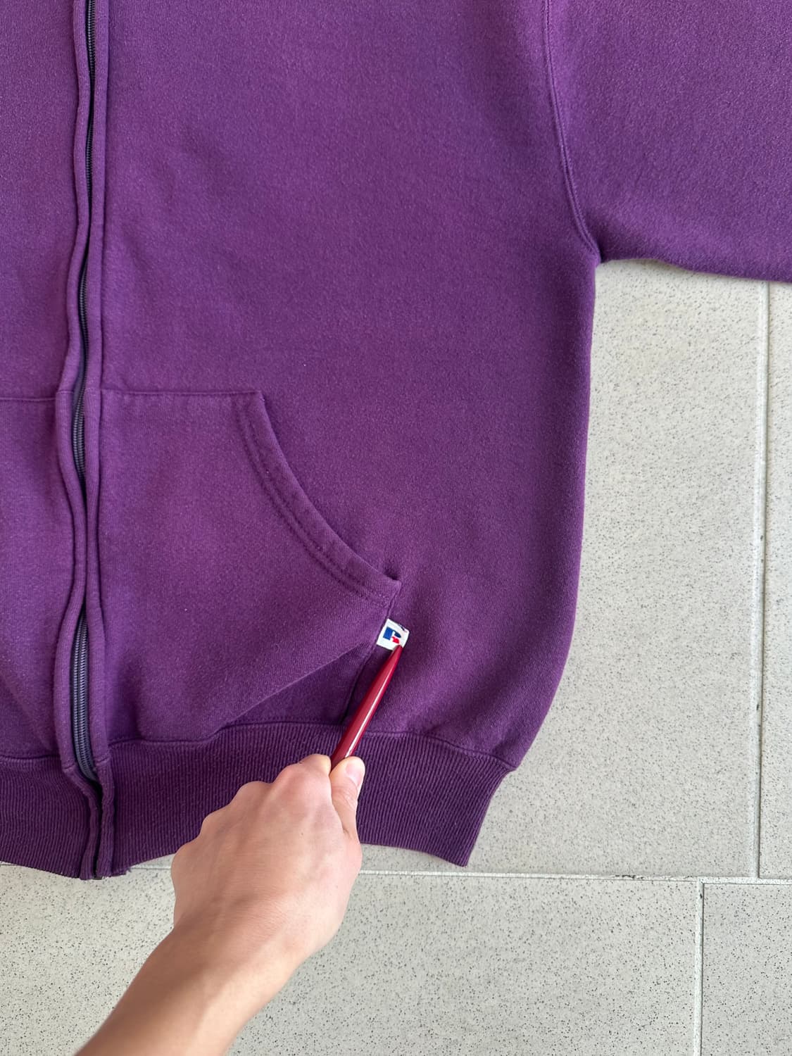 90s 빈티지 러셀 후드집업 퍼플 L USA 상품이미지3