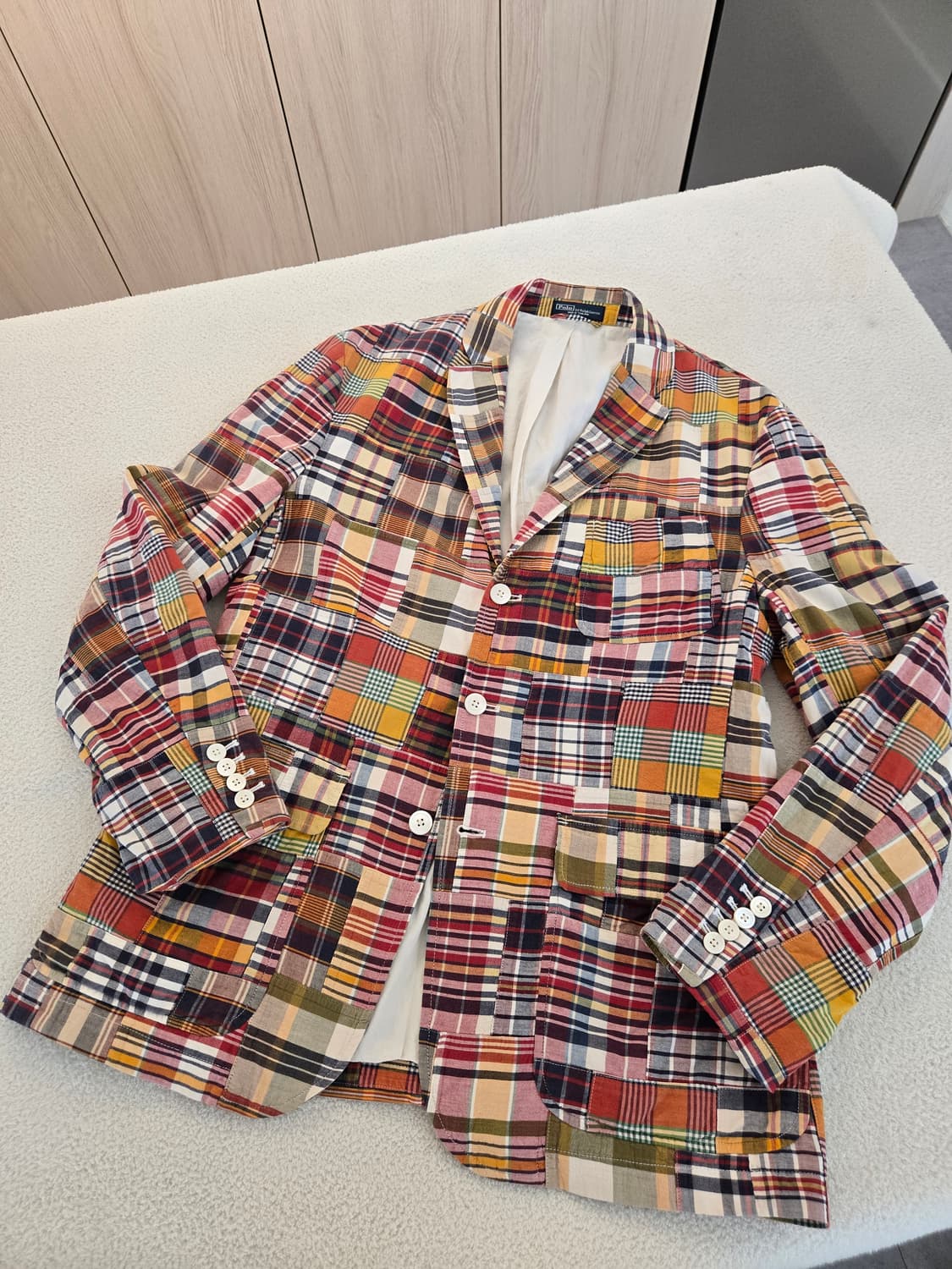 폴로 랄프로렌 패치워크 체크 블레이저 XL 상품이미지1