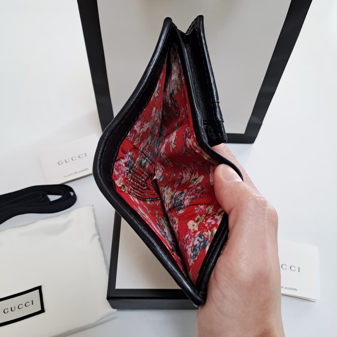 [100%/정품] 구찌 블랙 레더 퀄팅 GG 마몽 반지갑, 구찌지갑 상품이미지5