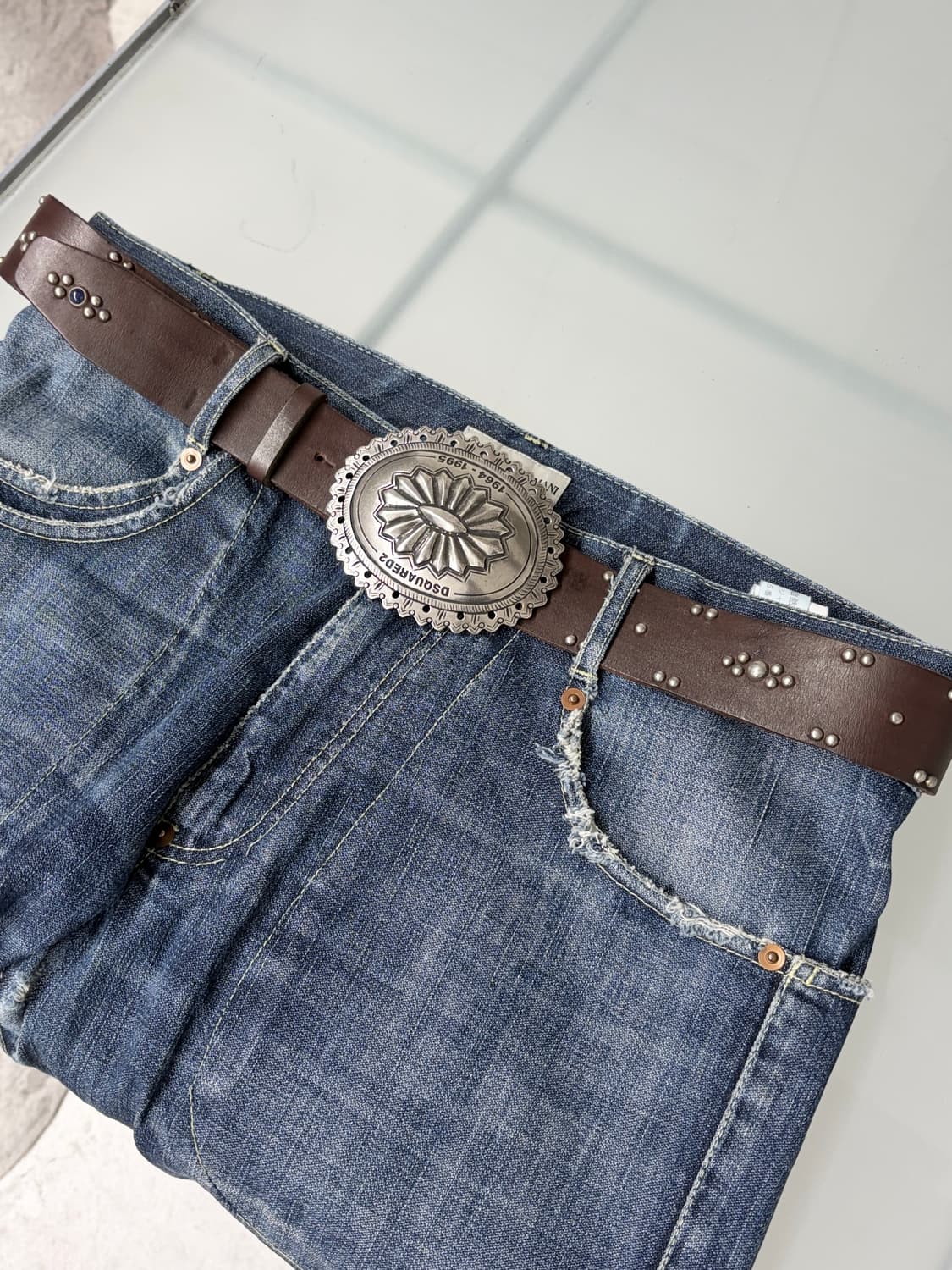 디스퀘어드2 콘초 스터드 레더 벨트 상품이미지2