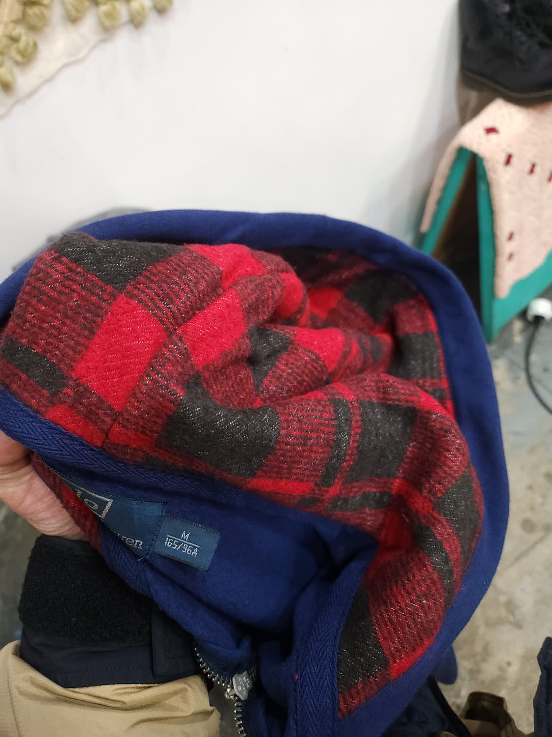 폴로 랄프로렌 네이비 기모 후드 집업 자켓 후드체크안감

 상품이미지3