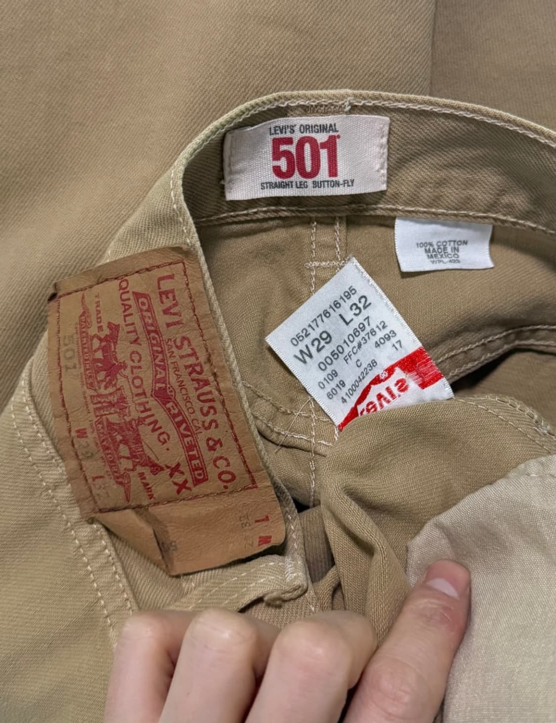 리바이스 베이지 데님 501 팬츠 바지 29 일자핏 스트레이트 웨스턴 상품이미지1