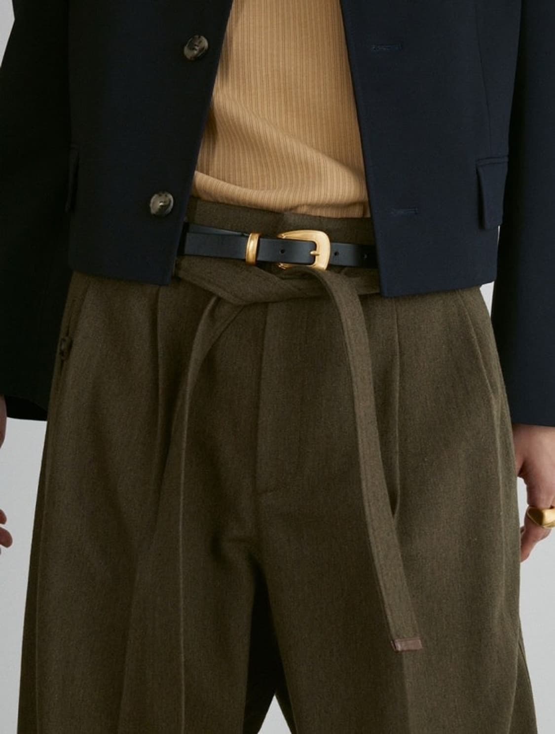 렉토 벨티드 팬츠 카키 m 상품이미지1