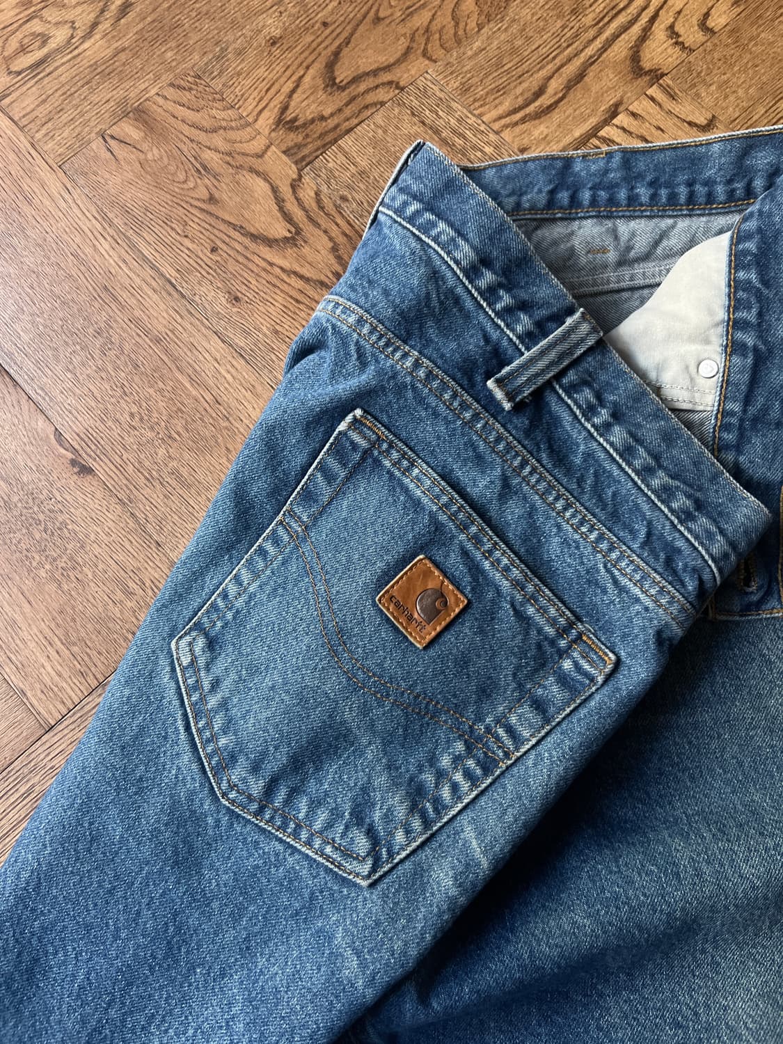 [42]칼하트 USA 빈티지 워싱 미디엄블루 워크 데님 팬츠 상품이미지6