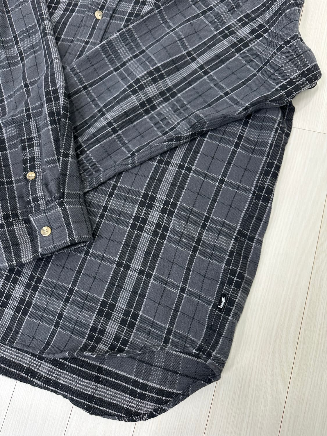 [XL] 스투시 스톤 플레이드 셔츠 블랙 상품이미지3