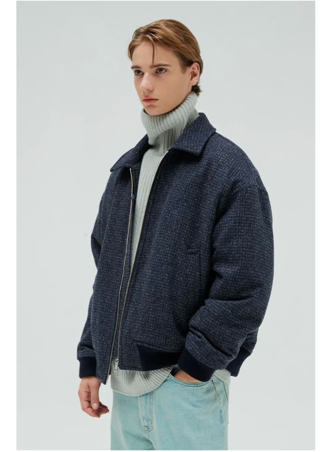 [홀리선] 울 블루종 트위드 자켓 - 네이비 상품이미지3