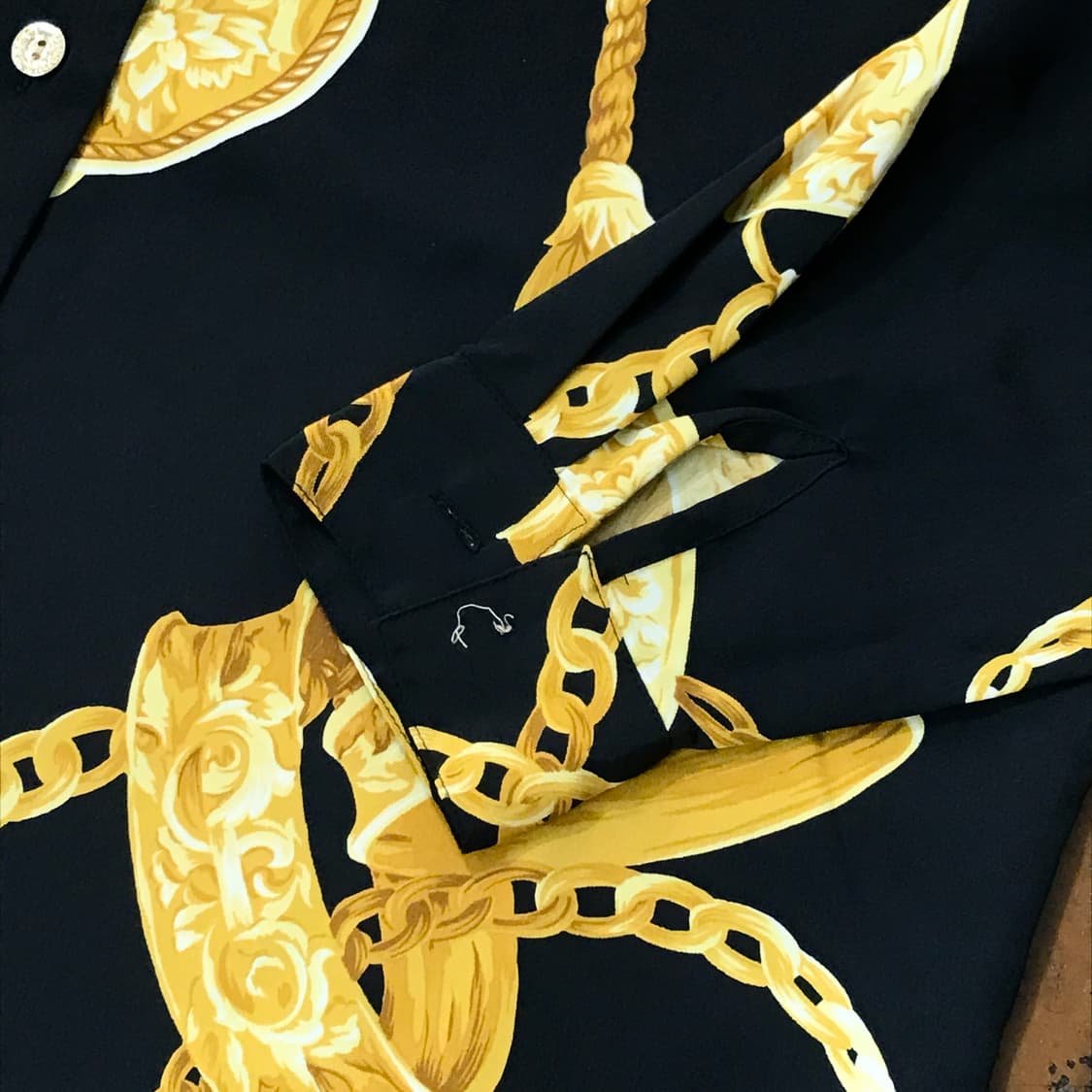 VTG 빈티지 체인 패턴 블랙 블라우스 셔츠 여성 프리사이즈 상품이미지4