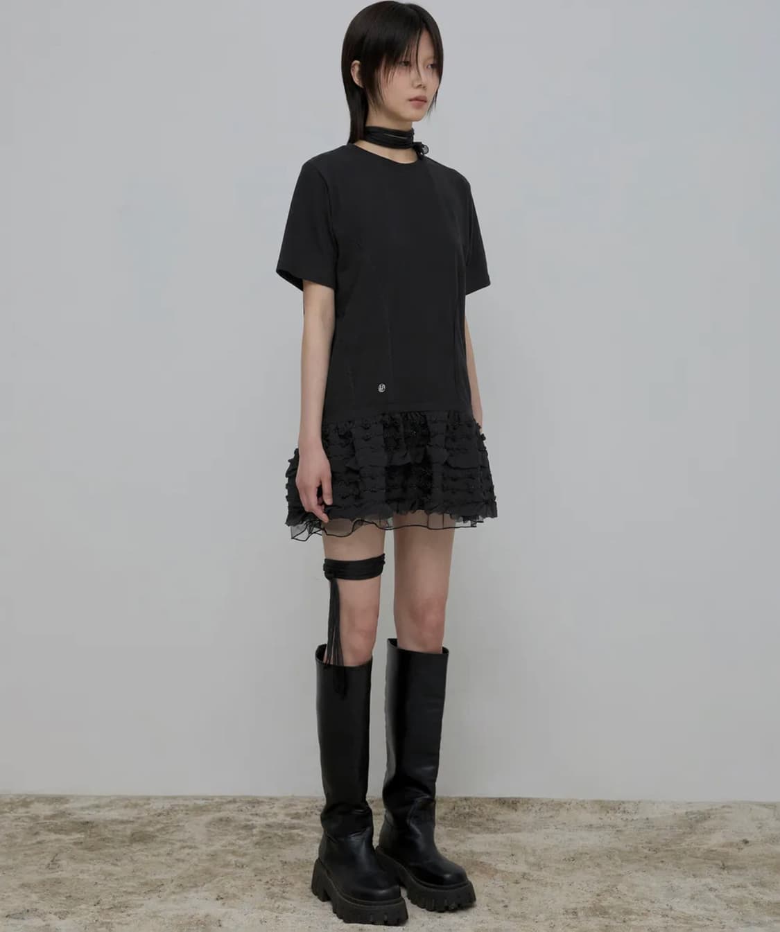 플레어업 Layered Frill T-Shirt 블랙 상품이미지2