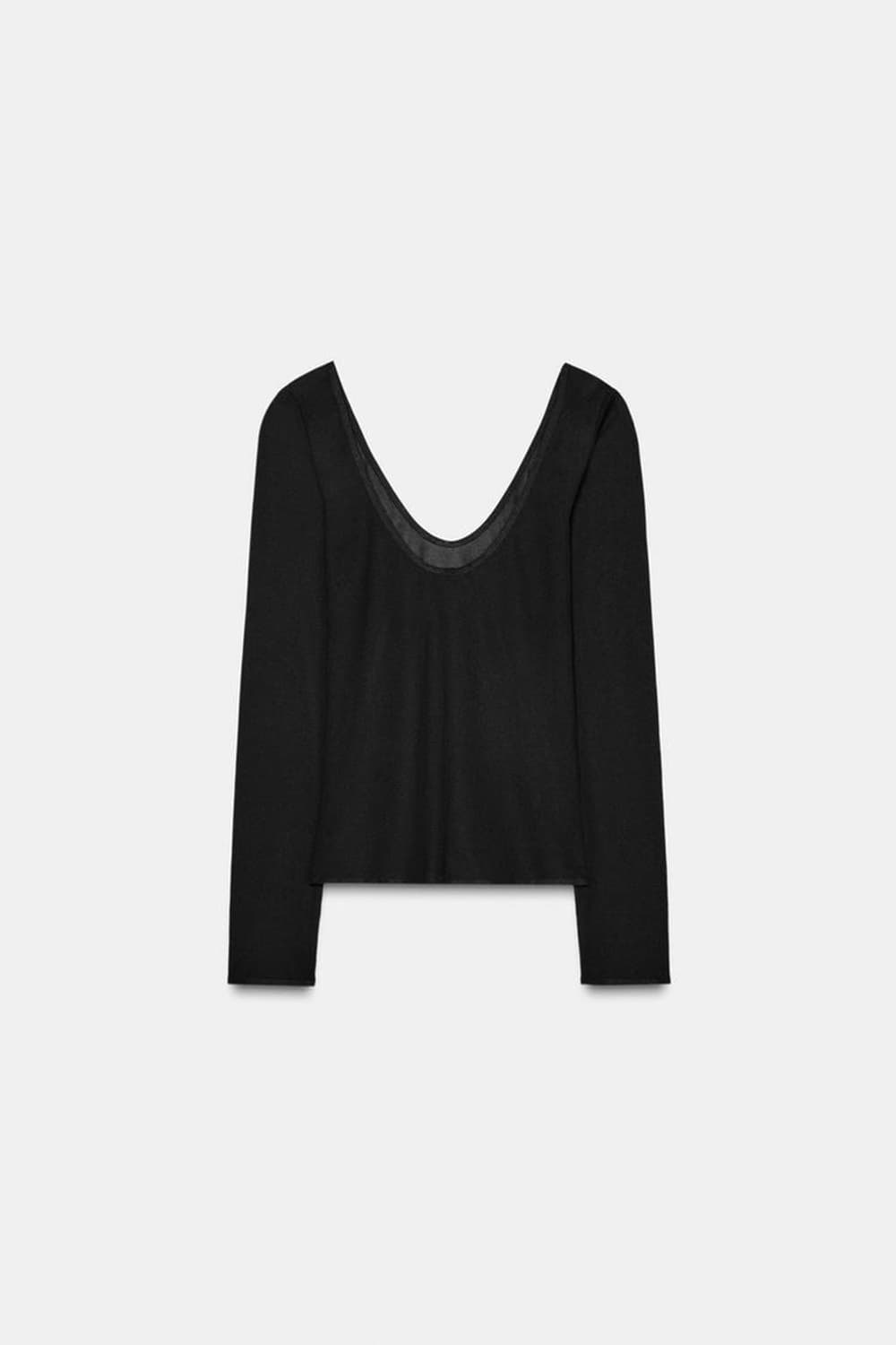ZARA 자라 시스루 브이넥 니트 탑 티셔츠 블랙 상품이미지5