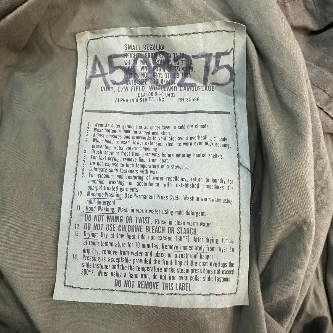 알파인더스트리 밀리터리 카모 M-65 필드 자켓L 상품이미지4