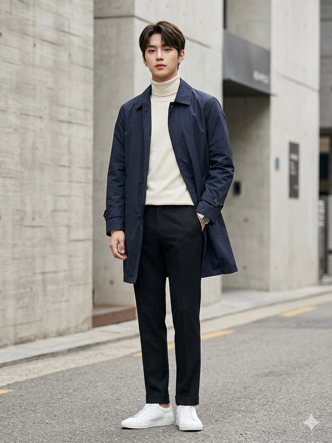 BEANPOLE 빈폴 네이비 히든버튼 맥코트 상품이미지1