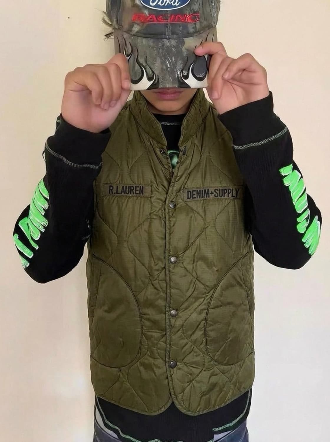 데님 서플라이 x 랄프로렌 성조기 프린팅 나일론 퀄팅 베스트 상품이미지2