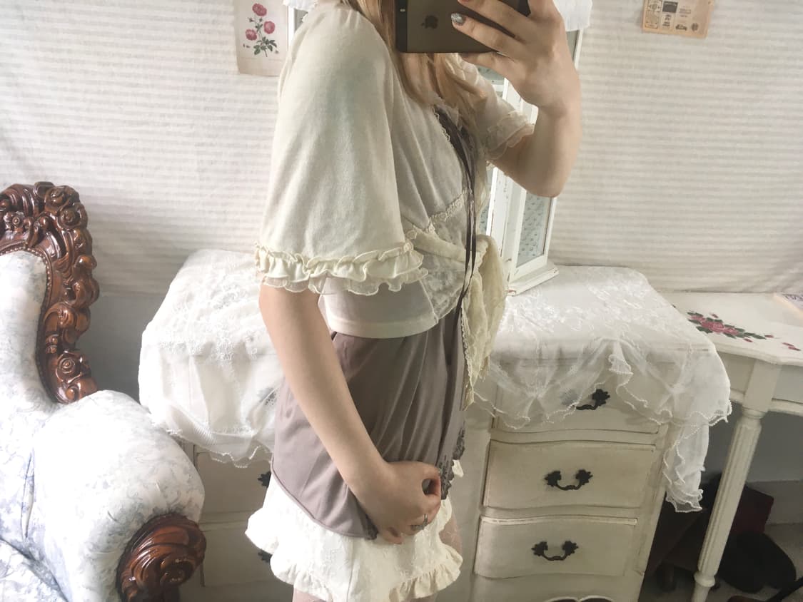 Set)액시즈팜 레이스 볼레로 가디건 + 앤틱 레이스 나시 상품이미지3