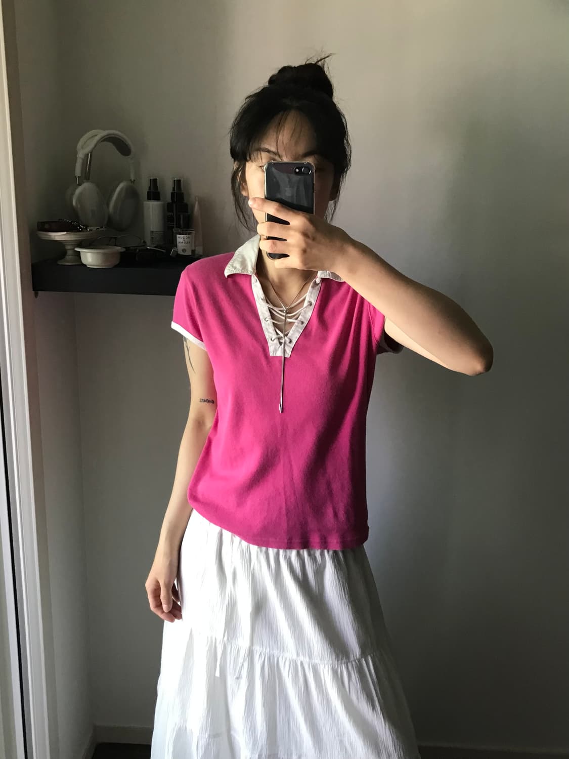 아베크롬비 핑크 카라 반팔티 상품이미지1
