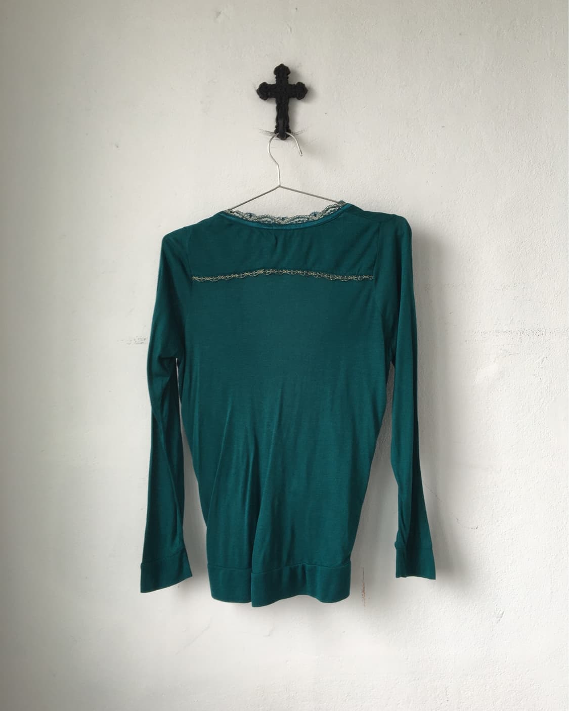 Lace trimming deep neck wrap sleeve 상품이미지3