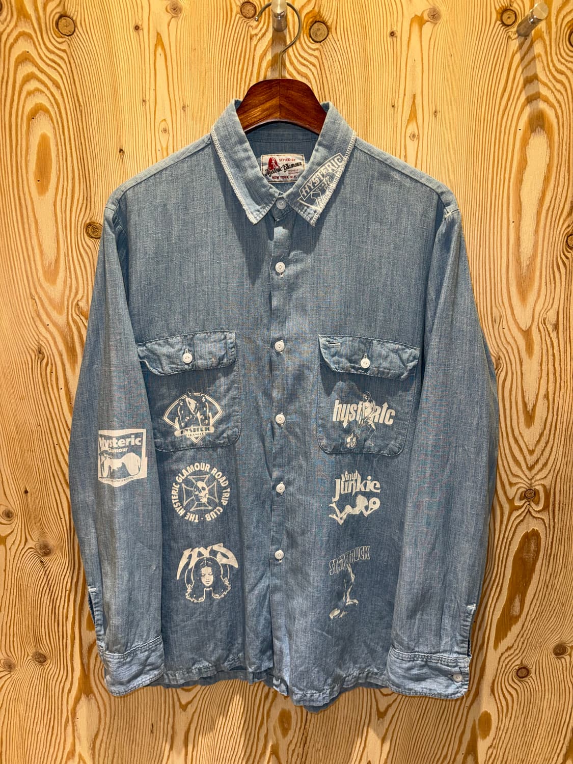 히스테릭 글래머 프린팅 샴브레이 데님 셔츠 상품이미지1