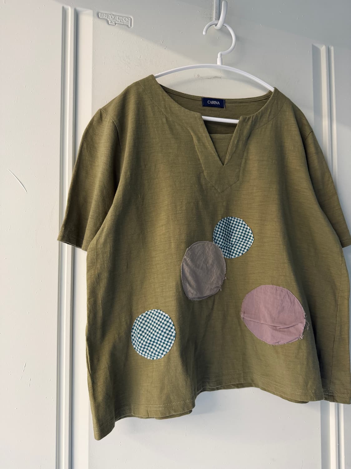 일본빈티지 패치워크 자수 반팔티 상품이미지5