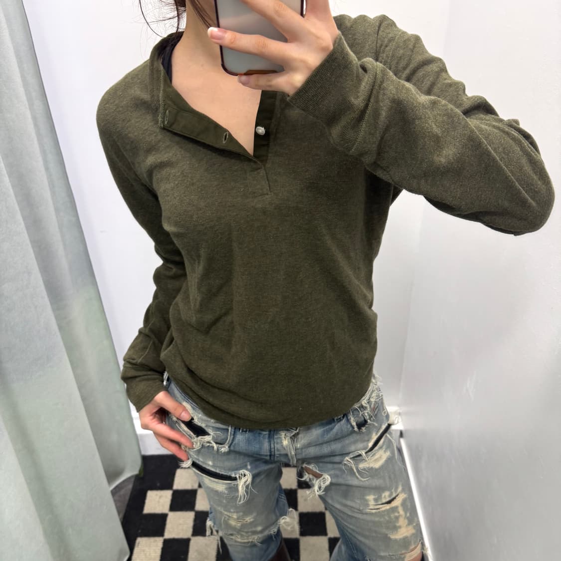폴로 카키 헨리넥 롱슬리브 상품이미지2
