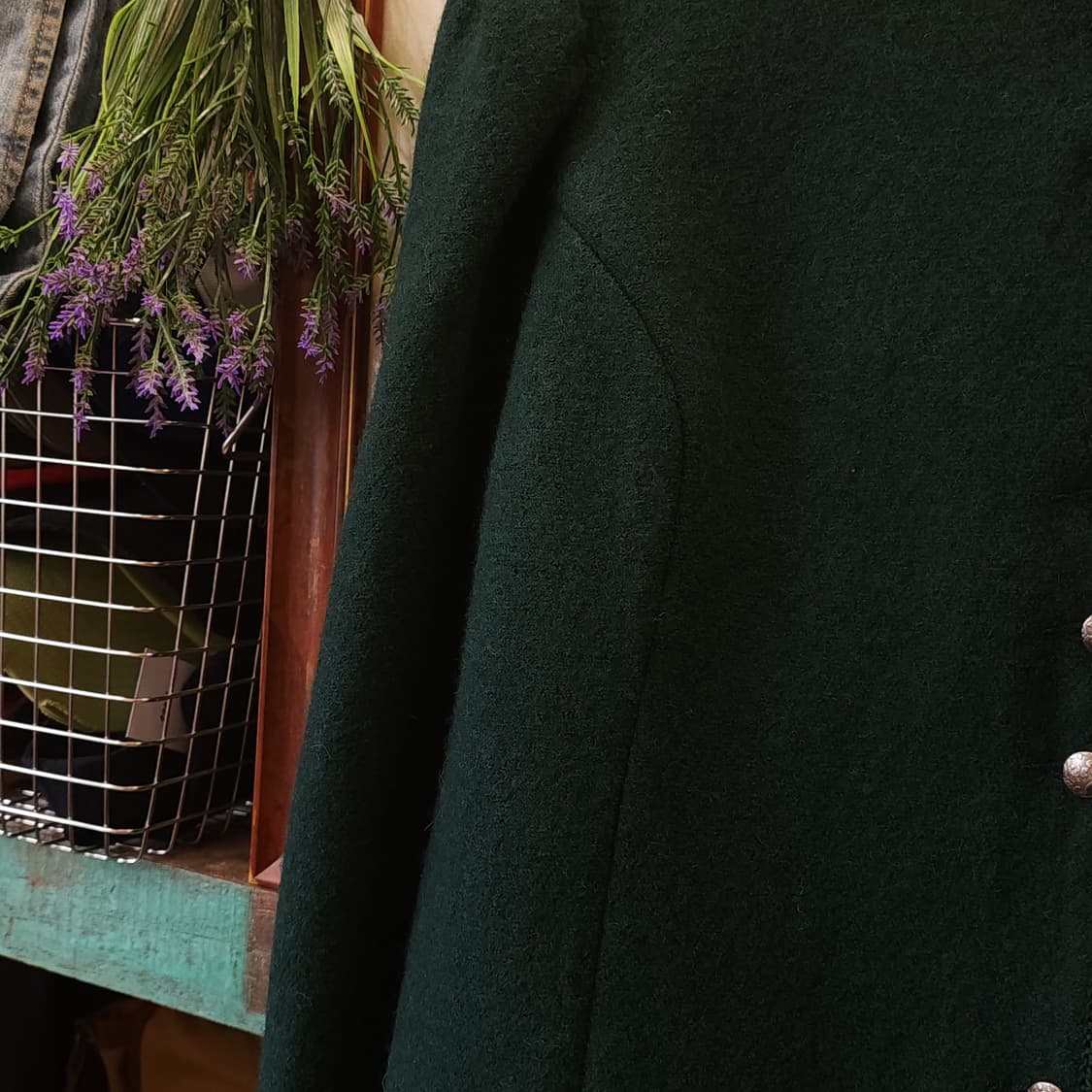 90s 울 트위드 자켓 프렌치 울 자켓 오스트리아 티롤자켓 빈티지 그린 상품이미지5