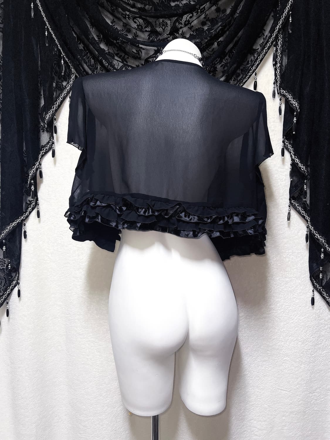 로맨틱고딕 고스로리 다크페어리 펑크 시스루 프릴 쉬폰 볼레로 가디건 핀터 상품이미지5