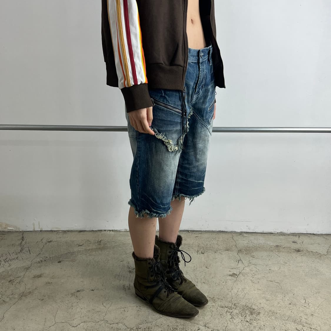 Place Plan 그런지 키링 데님 쇼츠 상품이미지3