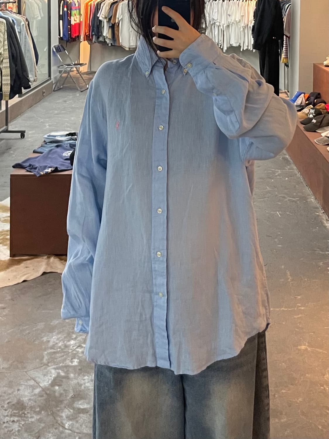 폴로 랄프로렌 스카이블루 린넨 셔츠 H2716 상품이미지1