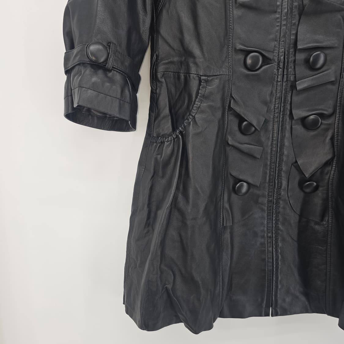 SON JUNG WAN 사슴가죽 프리미엄 레더 코트 원피스 블랙 / 디어 상품이미지10