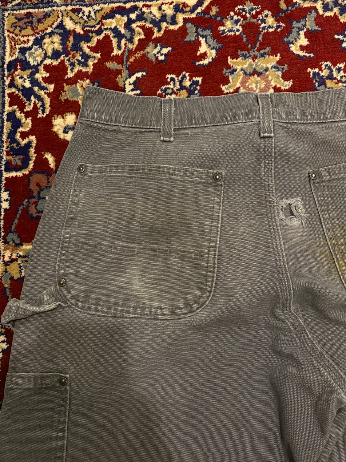 [B136] 빈티지 칼하트 더블니 그레이 차콜 썩블니 덩가리핏 32x30 상품이미지9