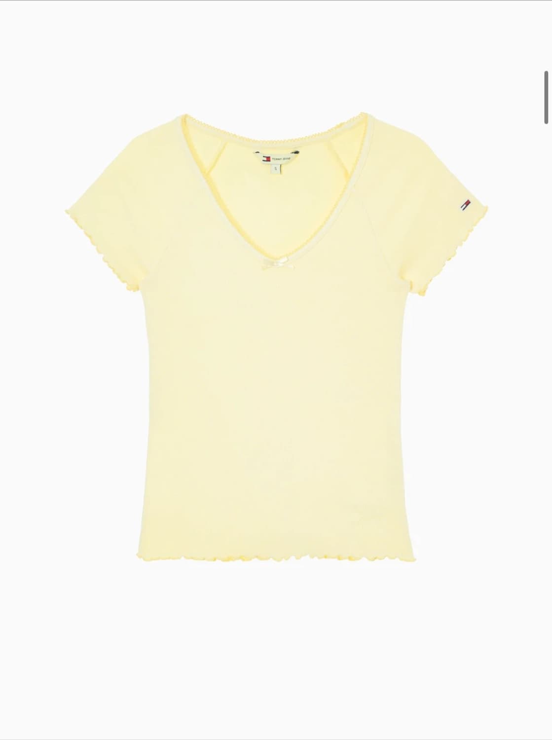 장원영 타미진스 브이넥 티셔츠 옐로우 (59000원) 상품이미지5