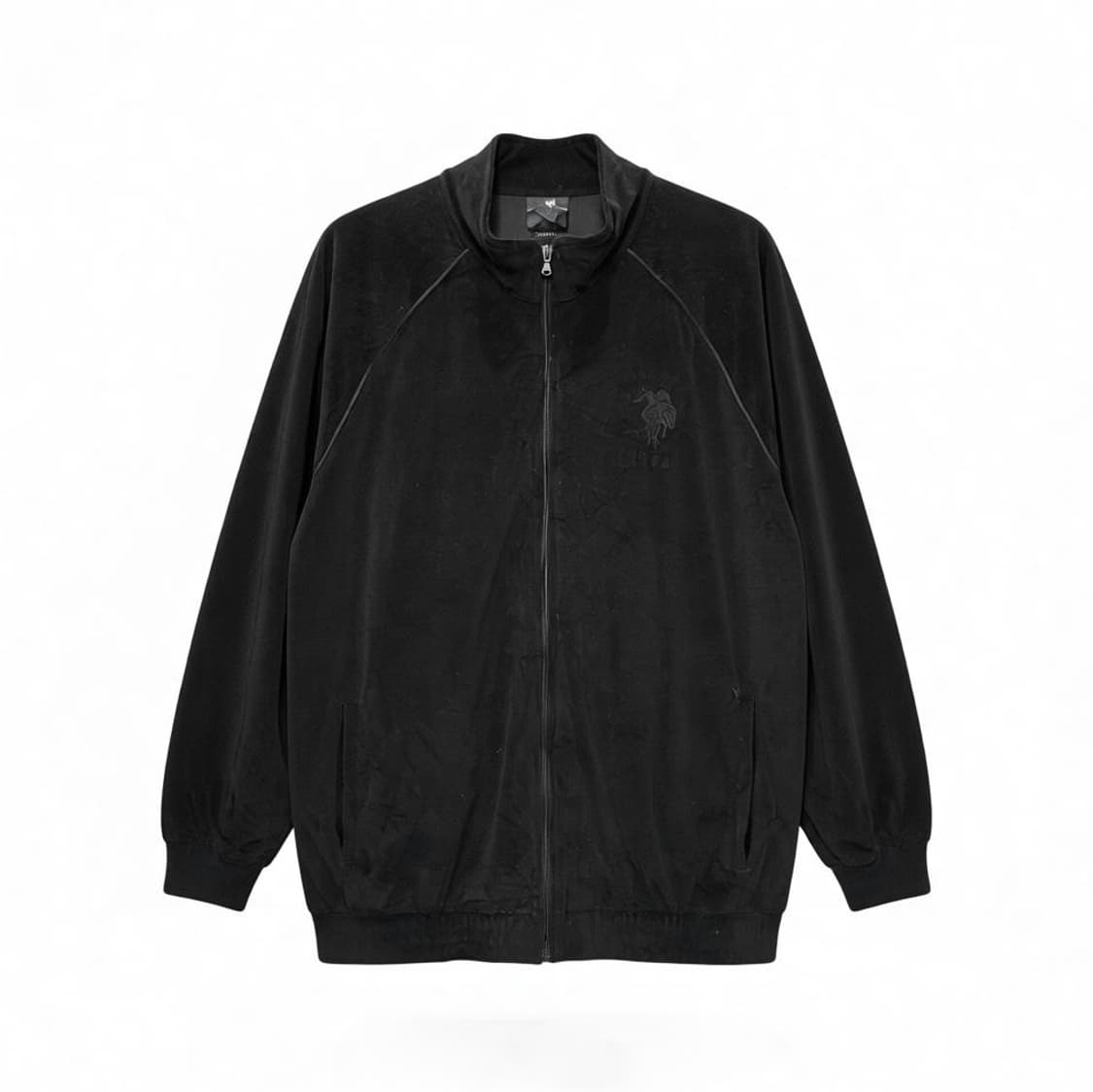 U.S. Polo Assn. 폴로 벨벳 집업 자켓 로고 디테일 블랙 상품이미지1