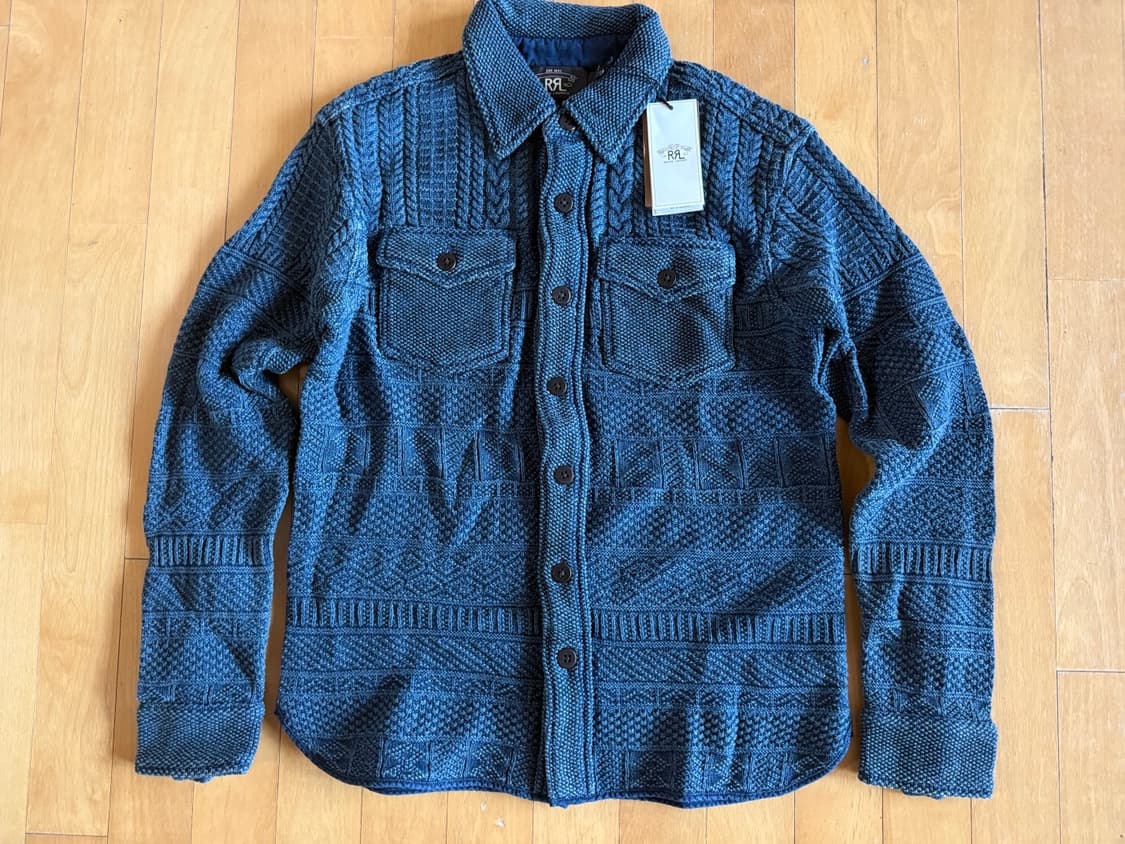 RRL 인디고 코튼/린넨 니트 오버셔츠 상품이미지1