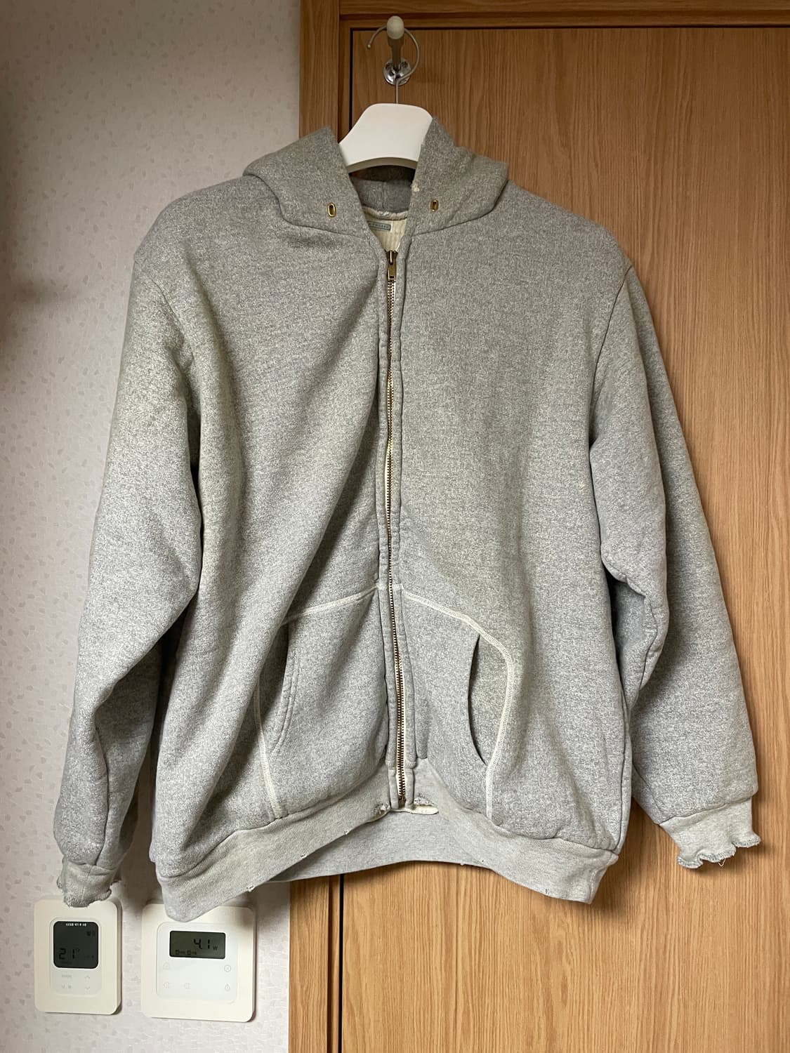 아프레쎄 빈티지 후드 집업 그레이 상품이미지2