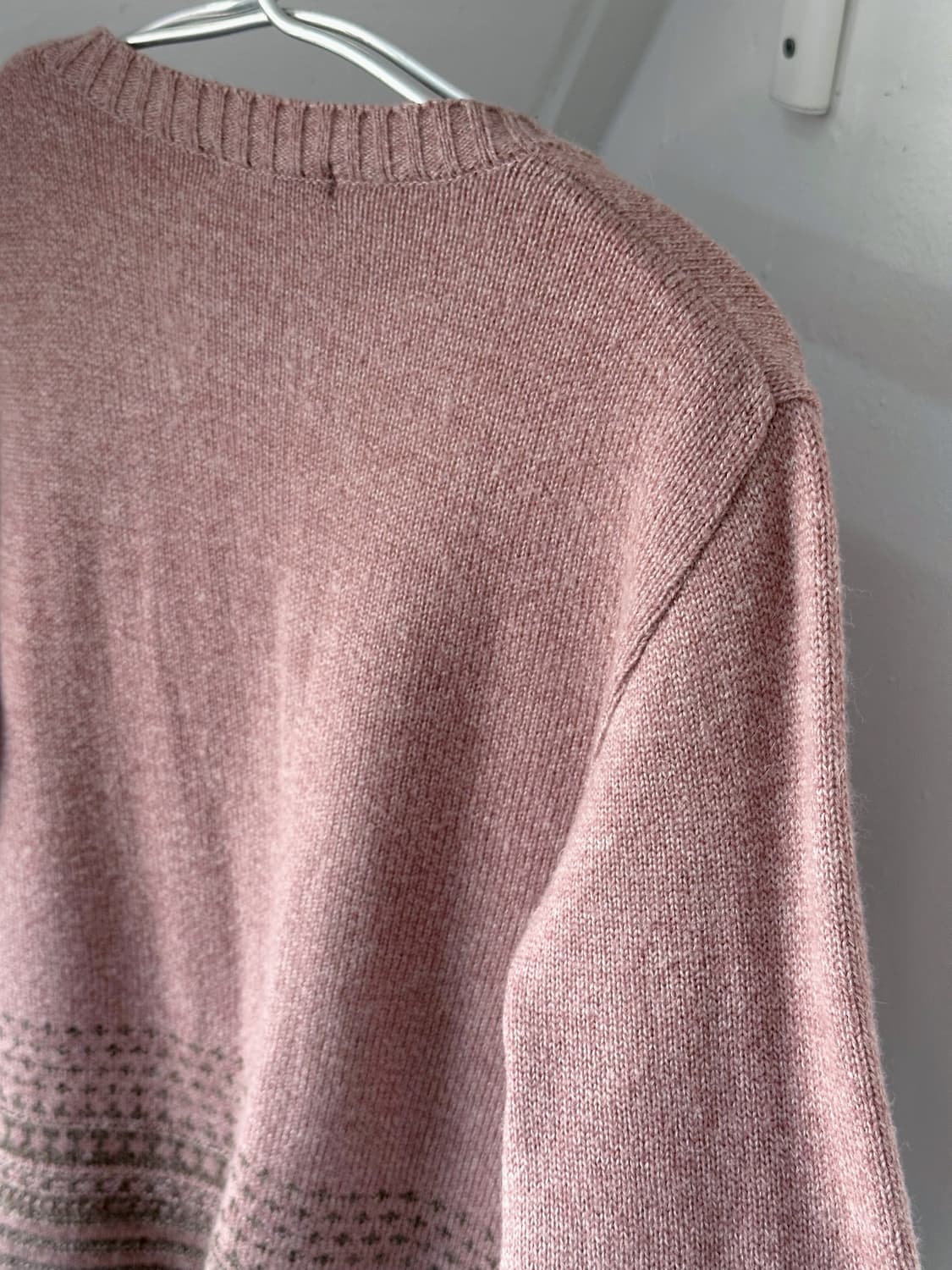 Pattern knitted alpaca crew neck jacket 상품이미지5