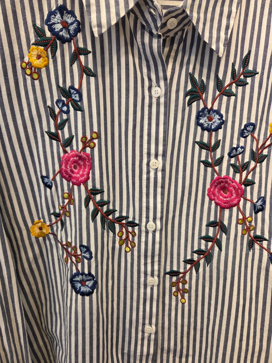 Jasmin 꽃자수 스트라잎 줄무늬 셔츠 상품이미지4