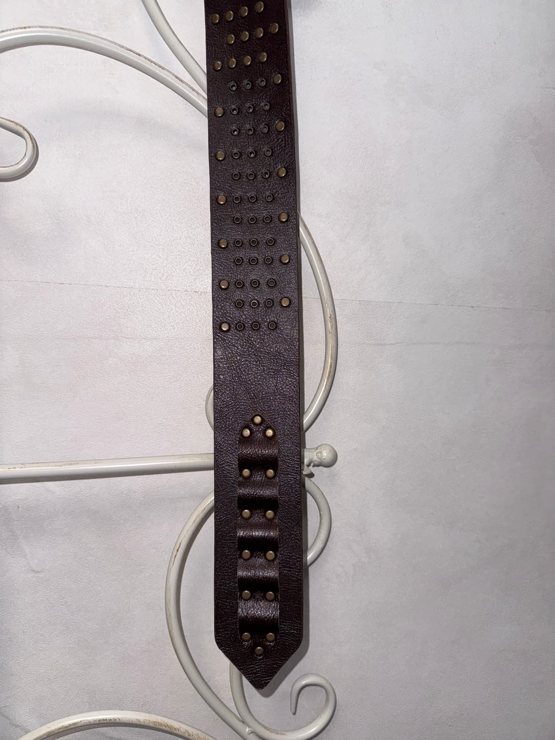 Dark brown bold stud punching hook belt 상품이미지6
