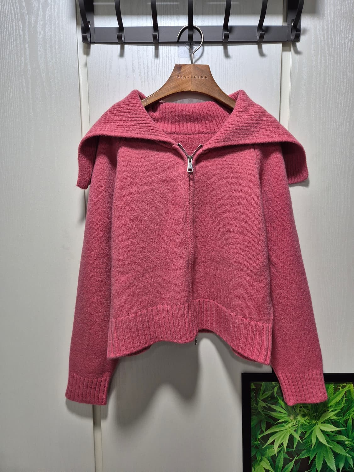 빈티지 핑크 집업 봄 니트 가디건 상품이미지1