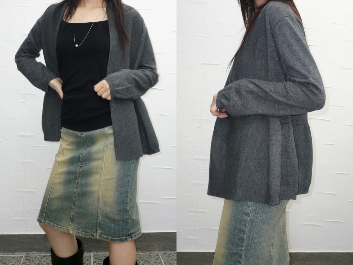 open flare grey cardigan 상품이미지2