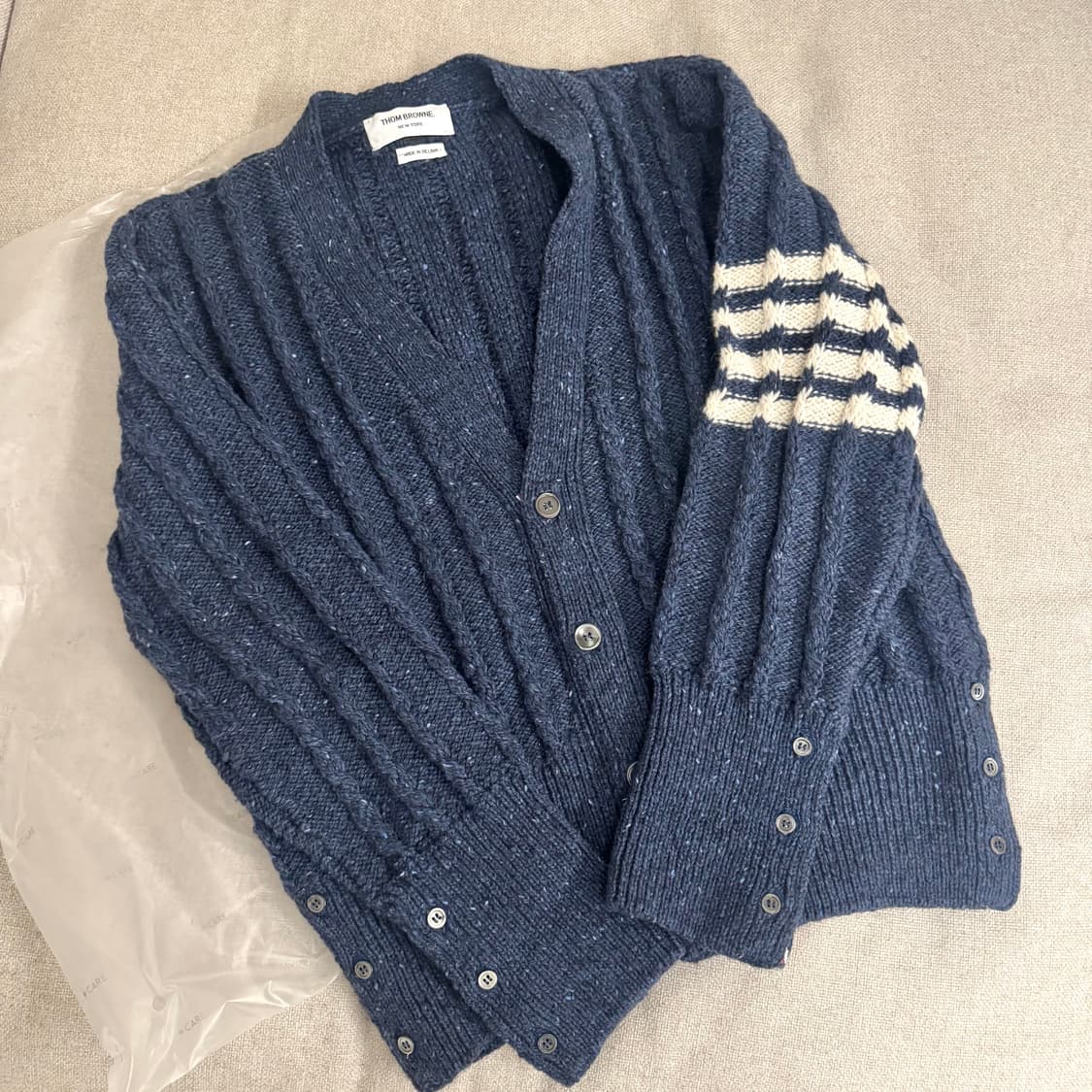 톰브라운 도네갈 케이블 가디건 블루 3size 상품이미지1