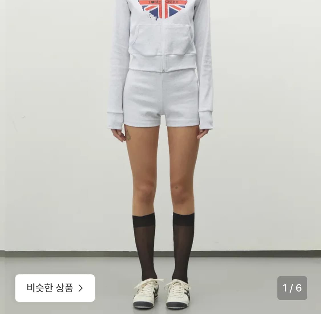 새상품 블랙, 멜란지 판매) 미치코런던 코시노 유니언잭 골지 쇼츠 상품이미지1