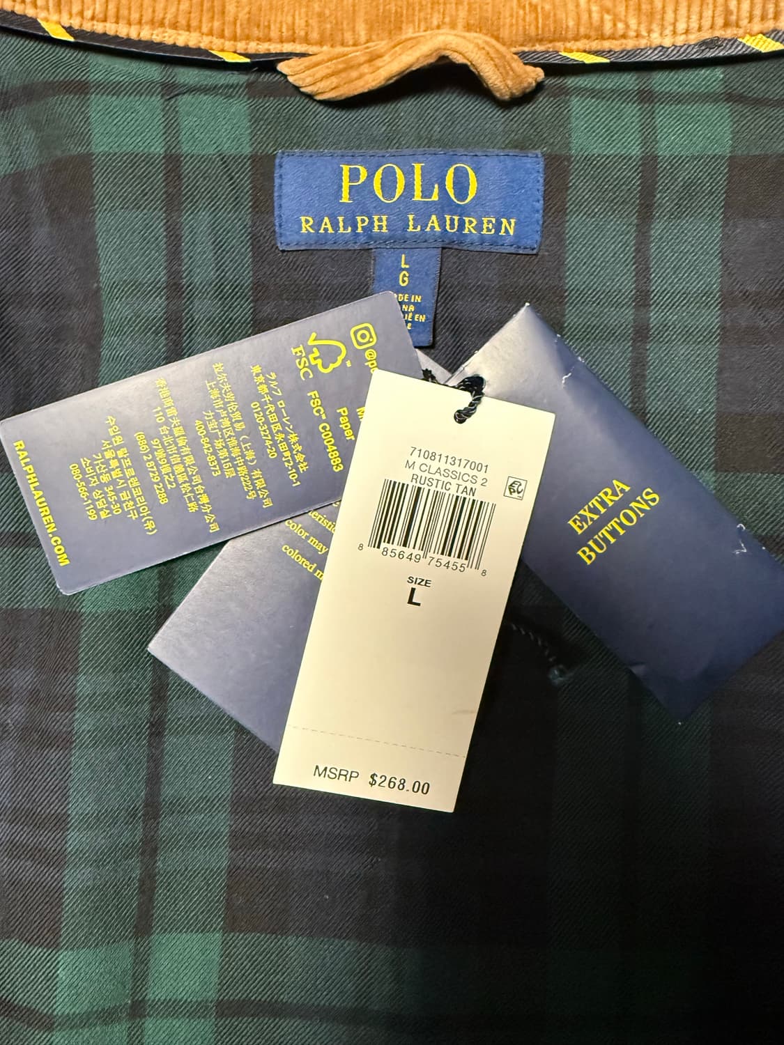 폴로 랄프로렌 코듀로이 바라쿠다 L사이즈 극미 상품이미지2