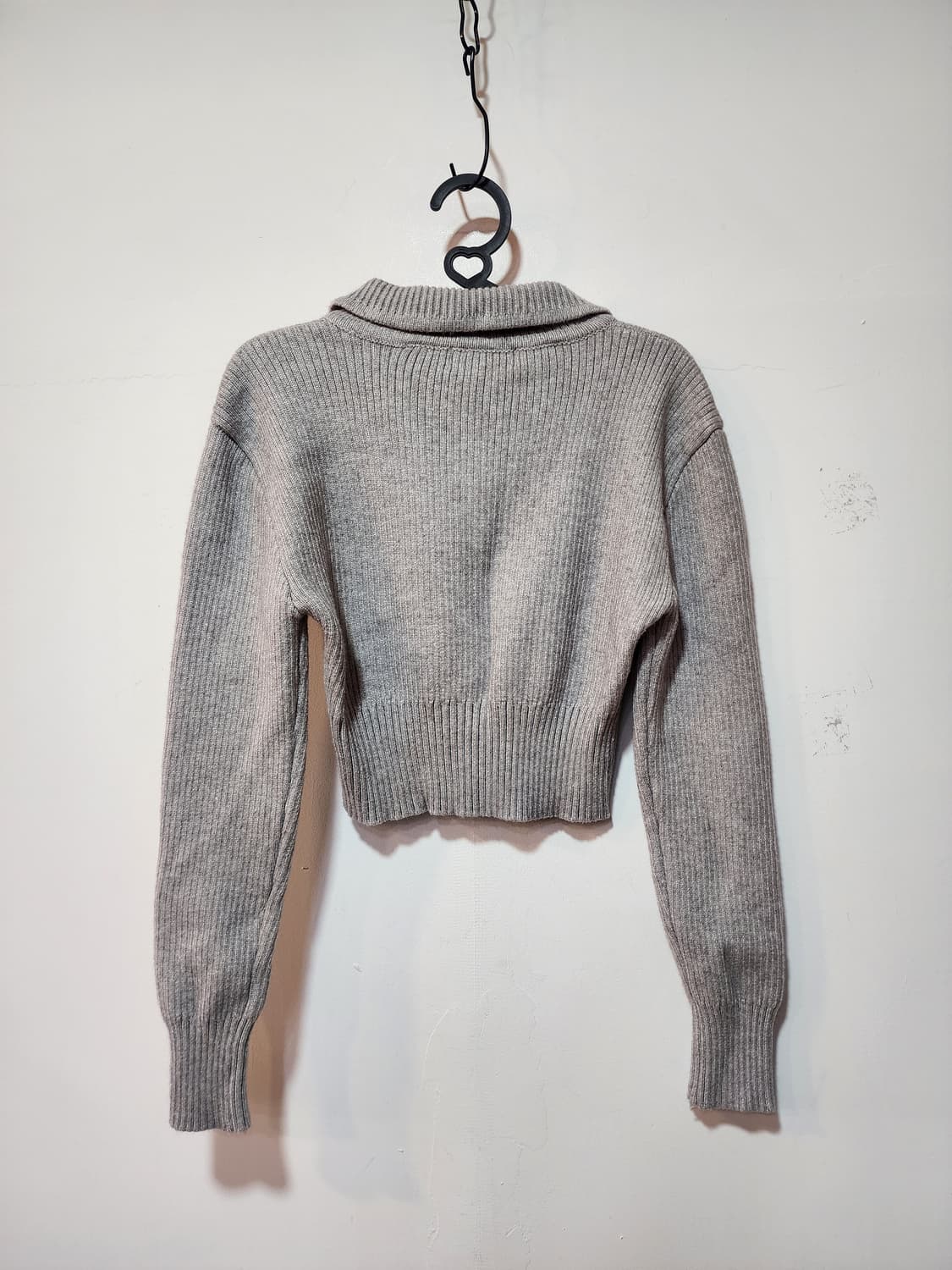 MIX 그레이 크롭 니트 집업 상품이미지3